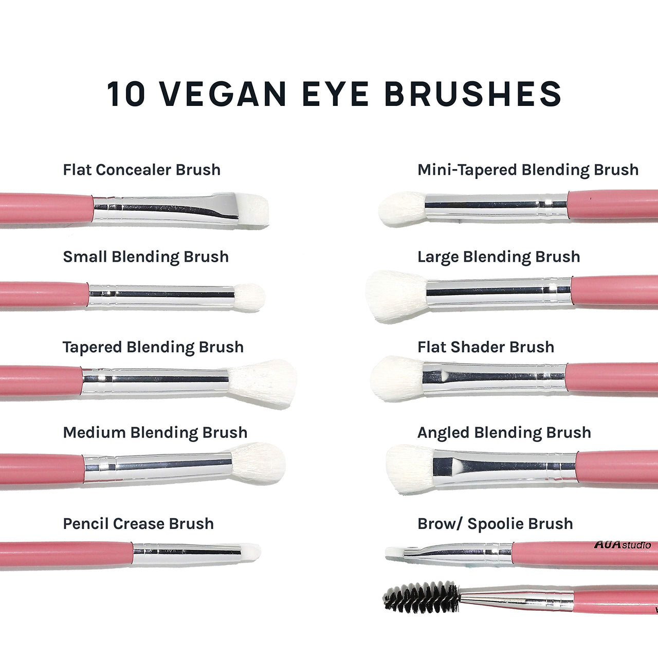 Pink All About Eyes 10 Piece Makeup Brush Set + Makeup Brush Case