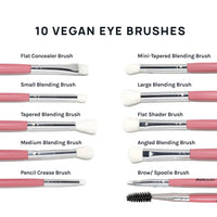 Thumbnail for Pink All About Eyes 10 Piece Makeup Brush Set + Makeup Brush Case
