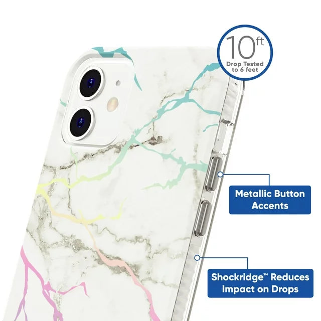 Protect Onn White Iridescent Marble Phone Case for iPhone 12 Pro Max