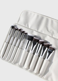Thumbnail for White Sculpting 10 Piece Makeup Brush Set + Makeup Brush Roll