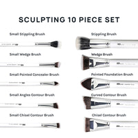 Thumbnail for White Sculpting 10 Piece Makeup Brush Set + Makeup Brush Roll